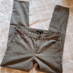 Olive Green Crop Skinny Jeans